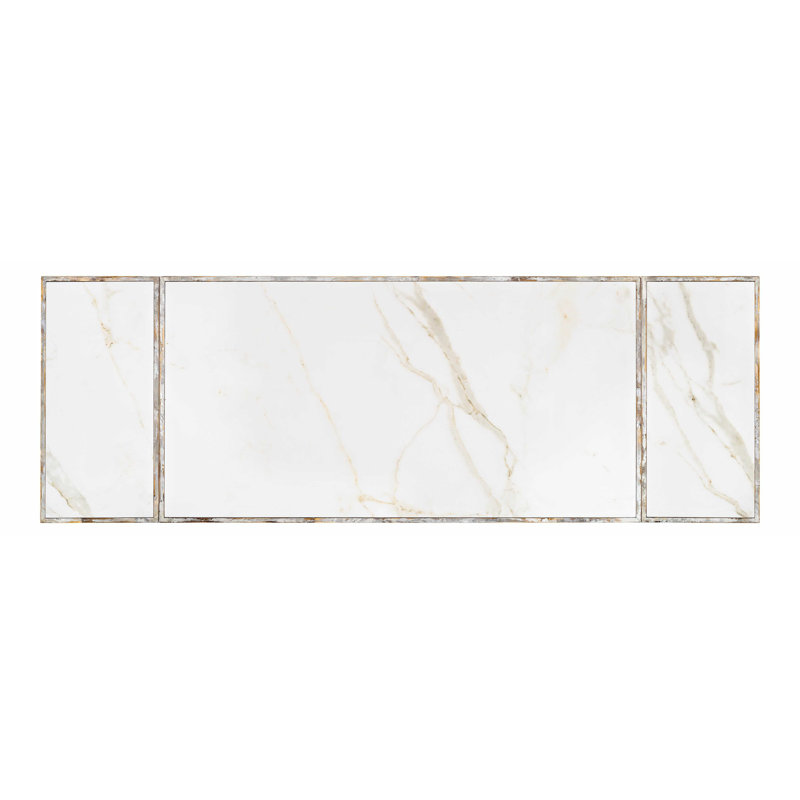 Beige Rectangular Extendable Marble Top Dining Table