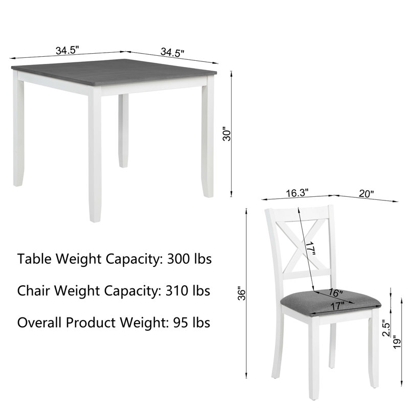 Ensemble repas pour quatre personnes, Gris / Blanc