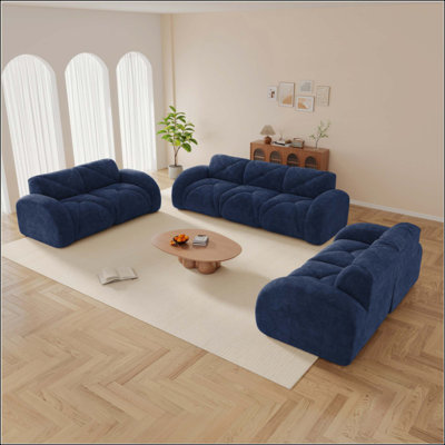 3 Piece Sofa Set Oversized Sofa Comfy Sofa Couch, 2 Pieces Of 2 Seater And 1 Piece Of 3 Seater Sofa For Living Room,Soft Velvet Fabric,32D High Density Sponge Bottom,No Assembly Required