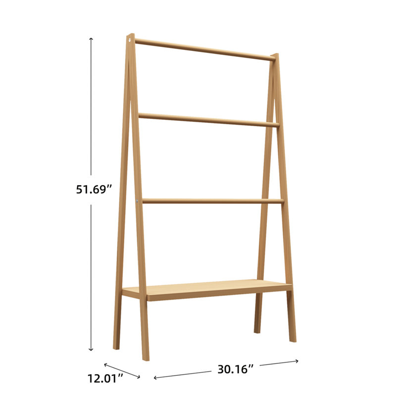 Porte-serviettes en bois à 3 niveaux avec tablette inférieure