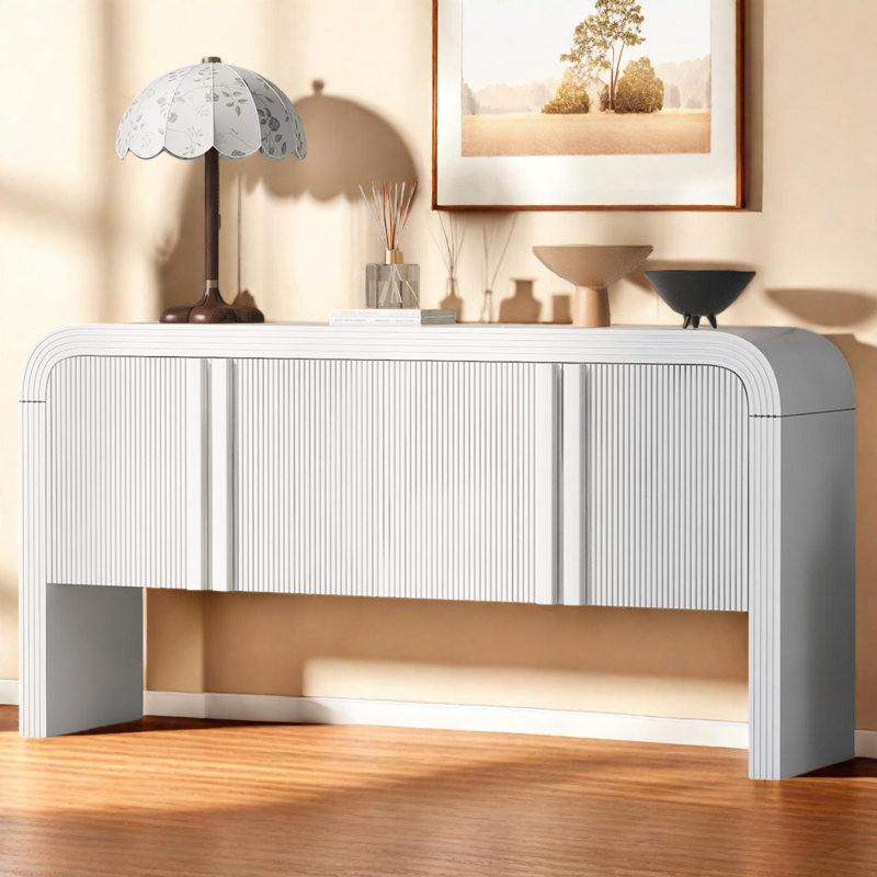 Console de 63 po pour le vestibule, Blanc / Blanc