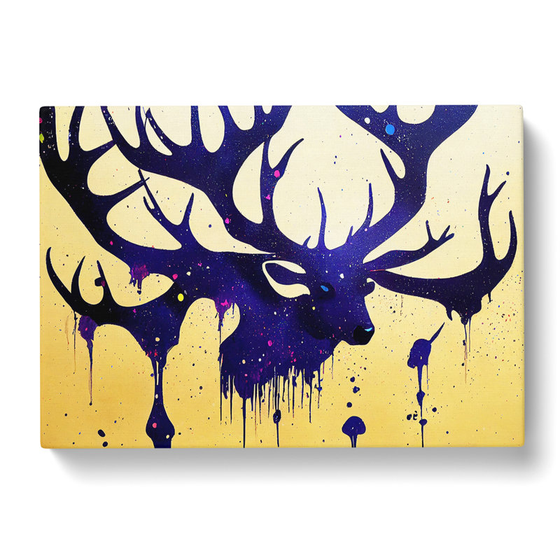 Modern Stag Art Abstract - Wrapped Canvas, 40cm H x 60cm W x 3cm D