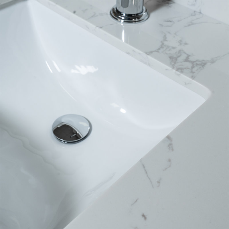 Plateau de meuble-lavabo simple 31 po avec lavabo, Blanc / pierre