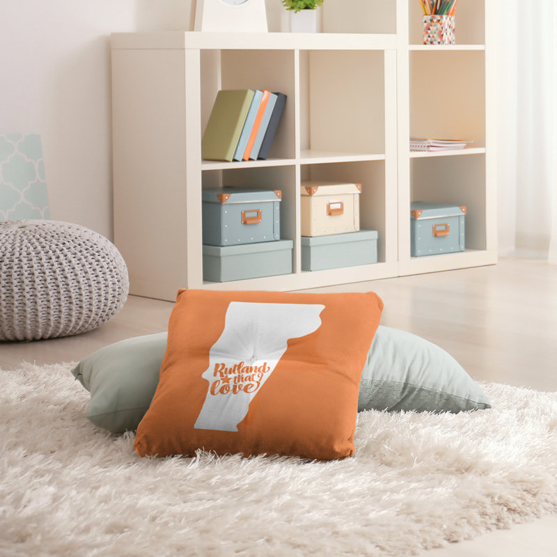 Coussin de plancher touffeté, 26 po x 26 po, Orange, Rutland
