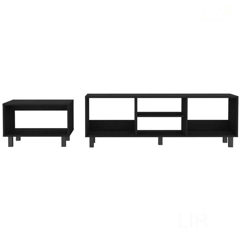 Carter 2 Piece Living Room Set, Streamlined Design With TV Stand And Coffee Table, Ample Storage And Durable Steel Legs, TV Stand