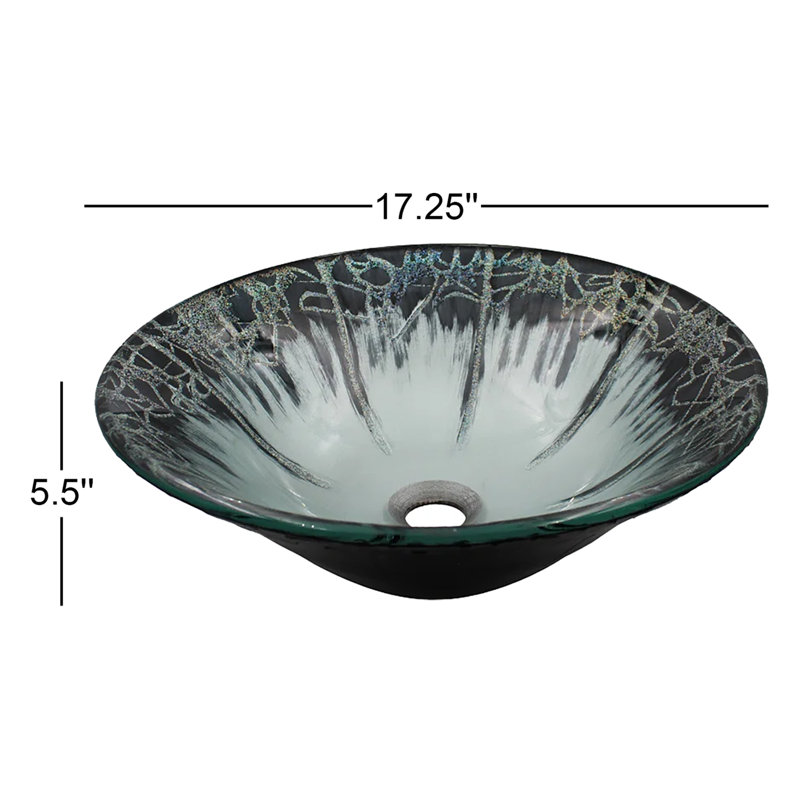 Novatto 17.25'' Gray/Black Glass Circular Bathroom Sink