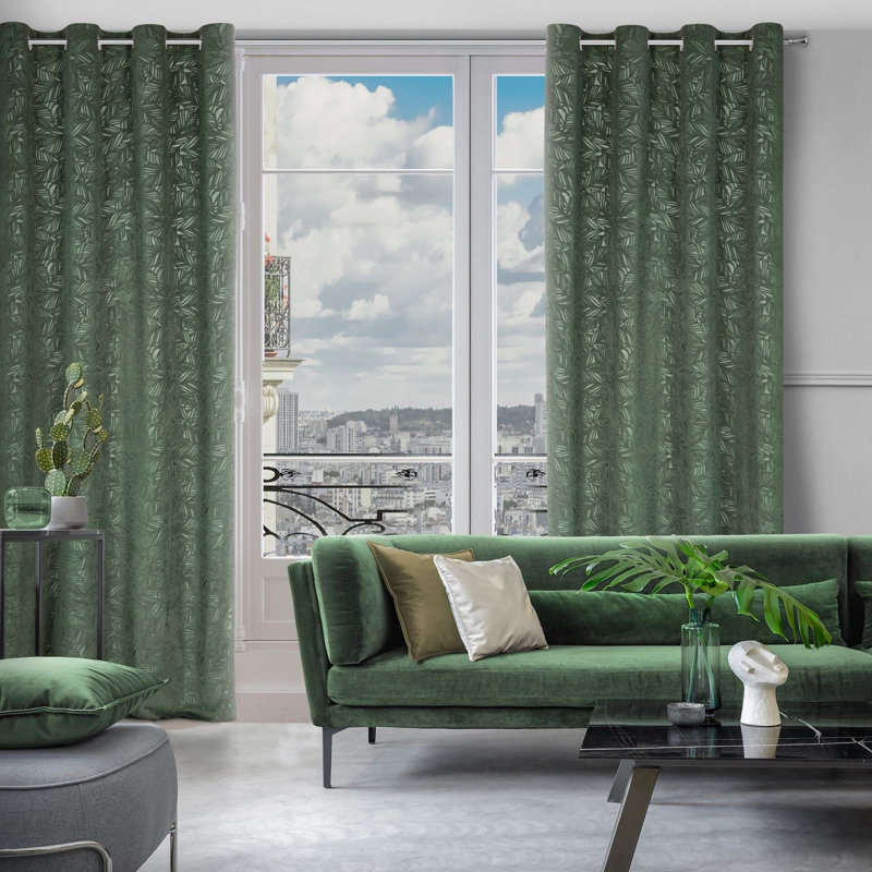 Abinash Blackout Curtains Single Panel, Dark Mint
