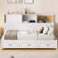 Lit de jour en bois peu encombrant, lit simple blanc avec rangement et ports USB