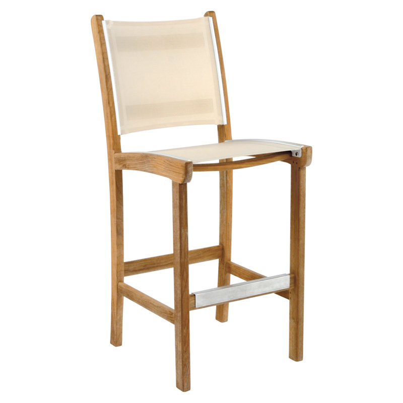 St. Tropez 28" Teak Patio Bar Stool, White