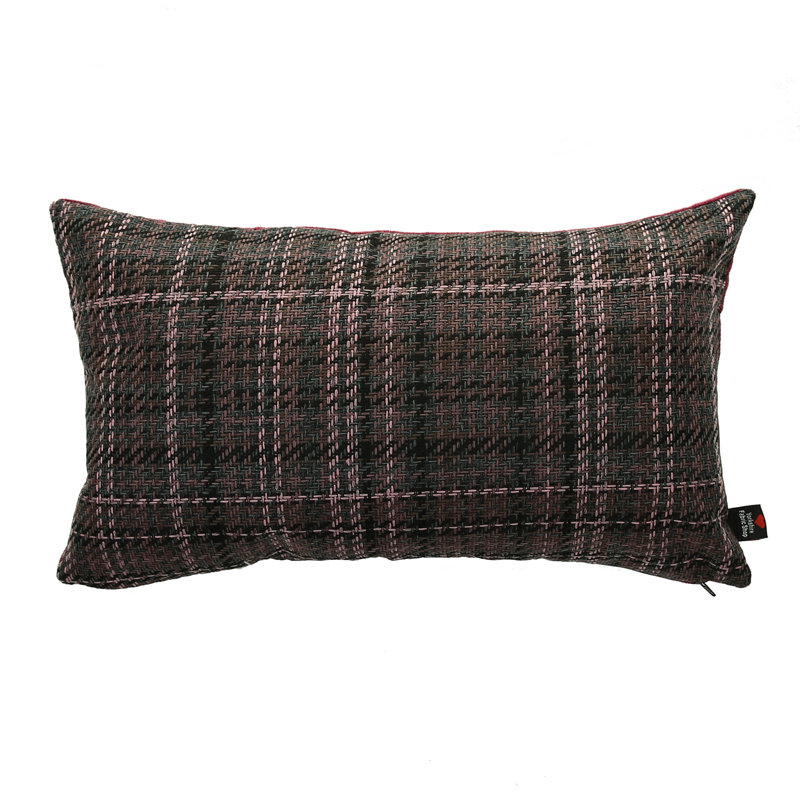 Deemer Plaid Rectangular Throw Cushion, Pink