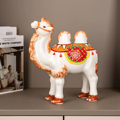 Figurine en céramique de chameau exquise - Décoration intérieure élégante pour le salon