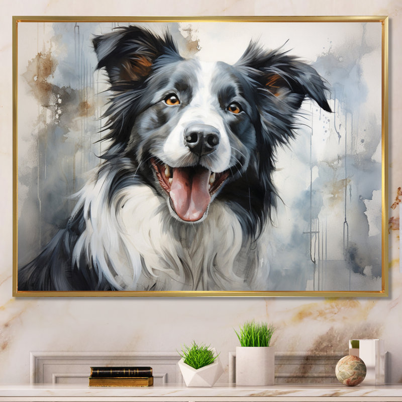 Dog Faithful Companion II - imprimé, Cadre flottant doré, H 34 po x l 44 po x P 1,5 po