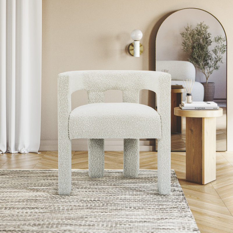Cedernier Boucle Dining Armchair, Cream