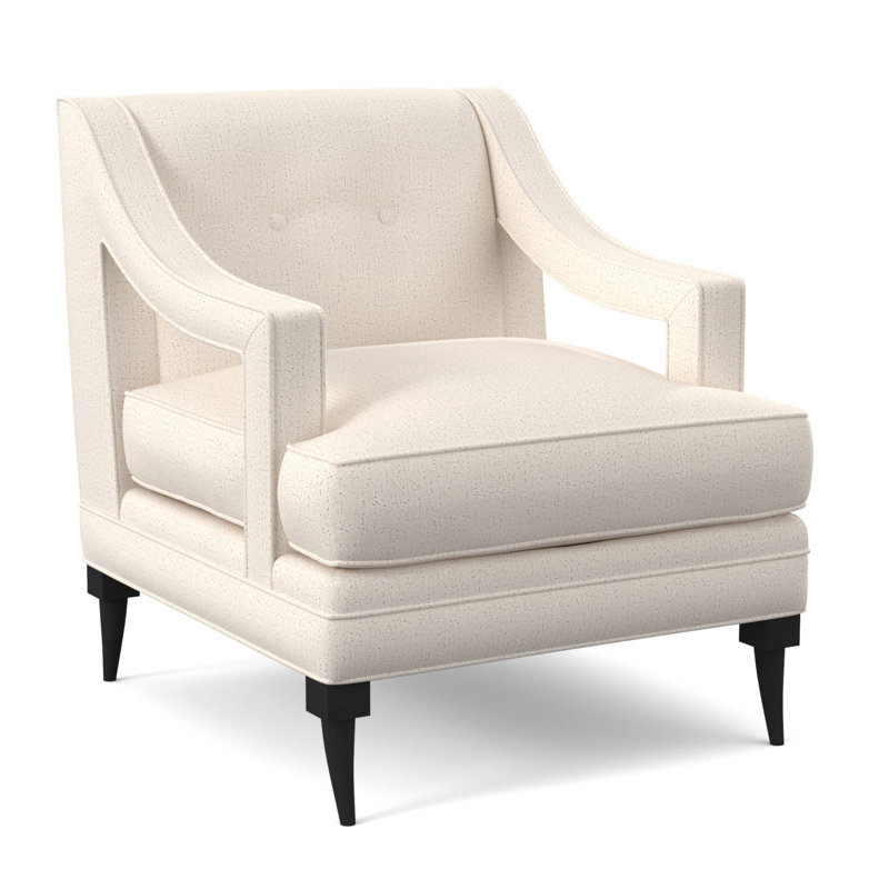 Perry Sunbrella® Boucle Tufted Armchair, Venice Ivory, Espresso