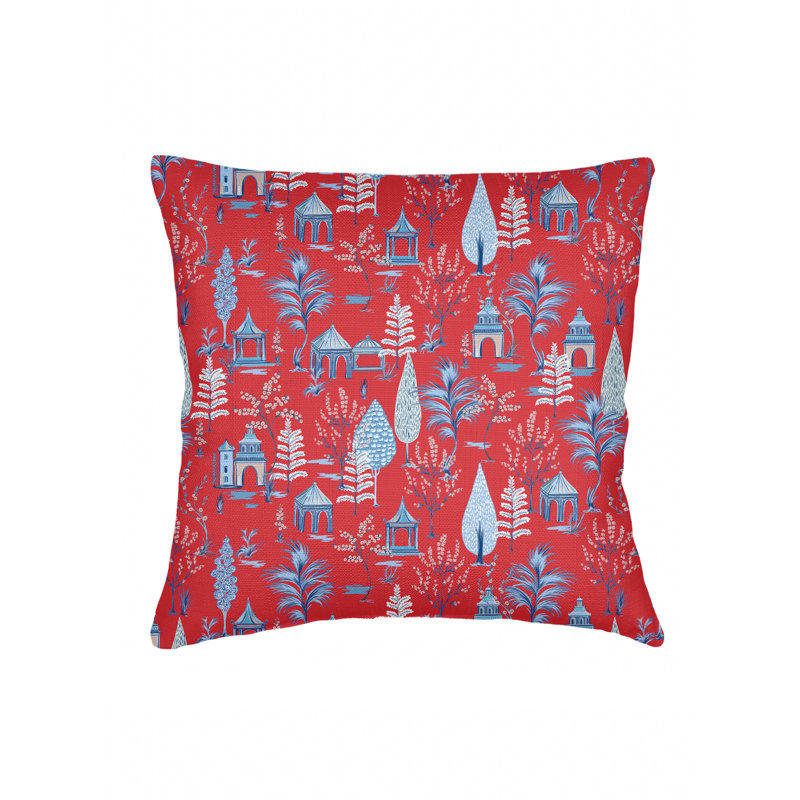 Printed Pillows Linen Geometric Accent Pillow, Red, Square 26", Down Blend