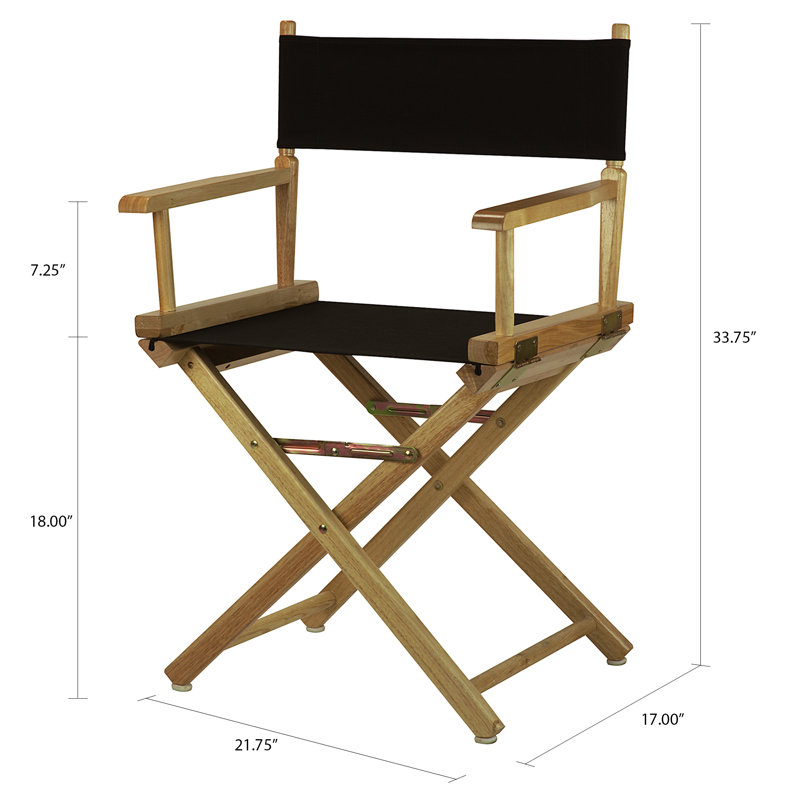 18" Folding Director Chair, Natural, Black