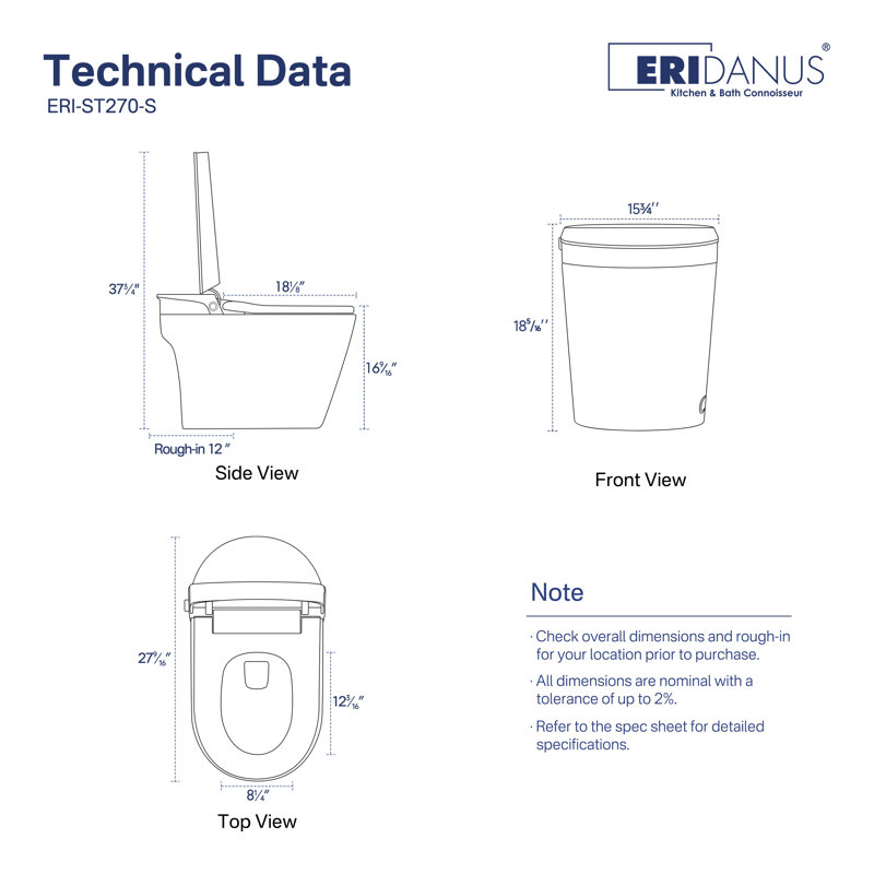 Toilette de bidet allongée intelligente avec siège chauffant, lavage de bidet, séchoir à air chaud, chasse sans contact, pré-mouillage, couvercle à fermeture en douceur et veilleuse (télécommande incluse)