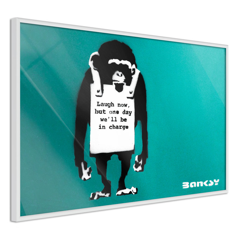 Banksy: Laugh Now - Single Picture Frame Print, Black Framed, 60cm H x 90cm W x 2cm D