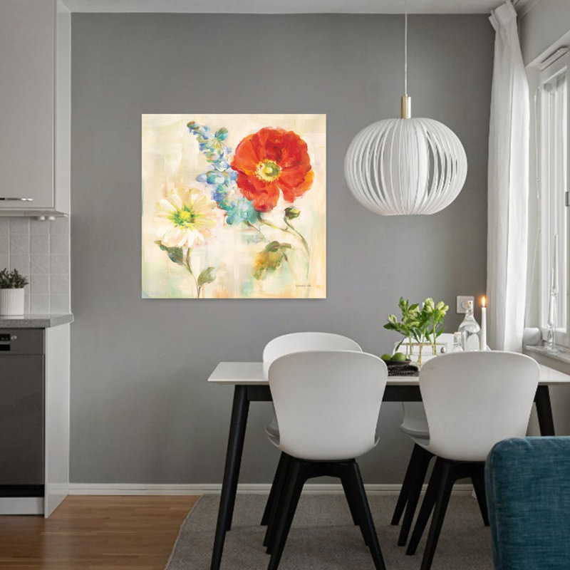 Art contemporain contemporain coquelicot II, H 32 po x l 32 po