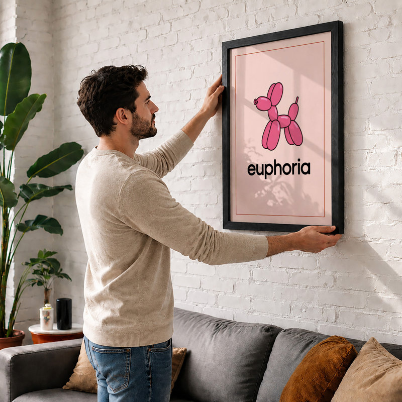 Euphoria Balloon Modern - Framed Print, A1 - 84.1 x 59.4 cm, White