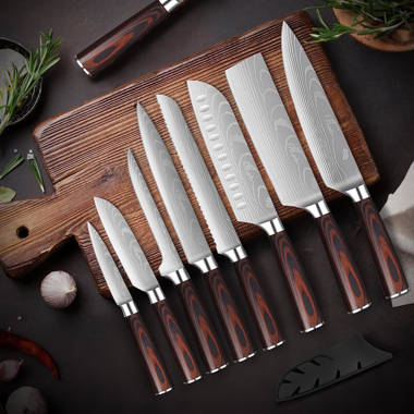 Flenc Kai 14pcs German Steel Knife Block Set with Built-in