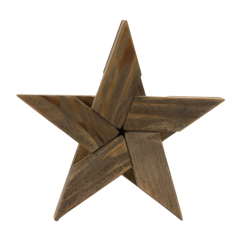 Rustic Pine Wood Star Wall Decor Set