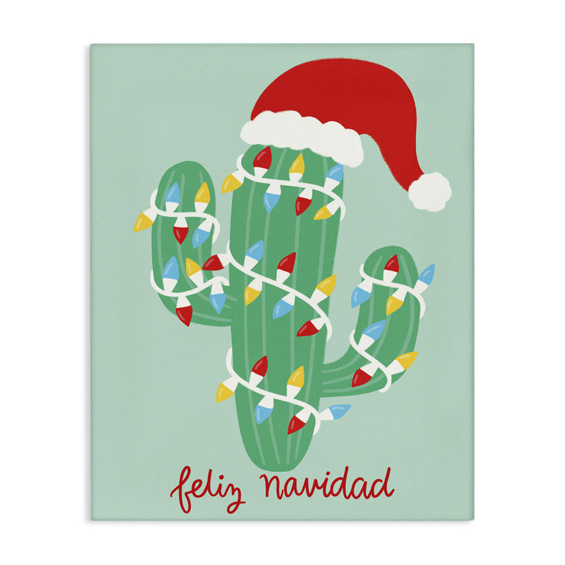 Art mural sur toile Western Christmas Cactus, design par Taylor Shannon Designs, H 20 po x l 16 po