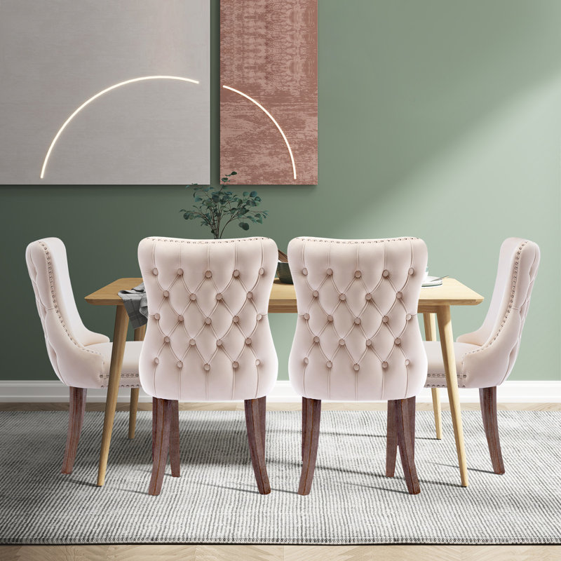 Chaise d'appoint rembourrée capitonnée en velours de cuisine moderne, Noir, Noir