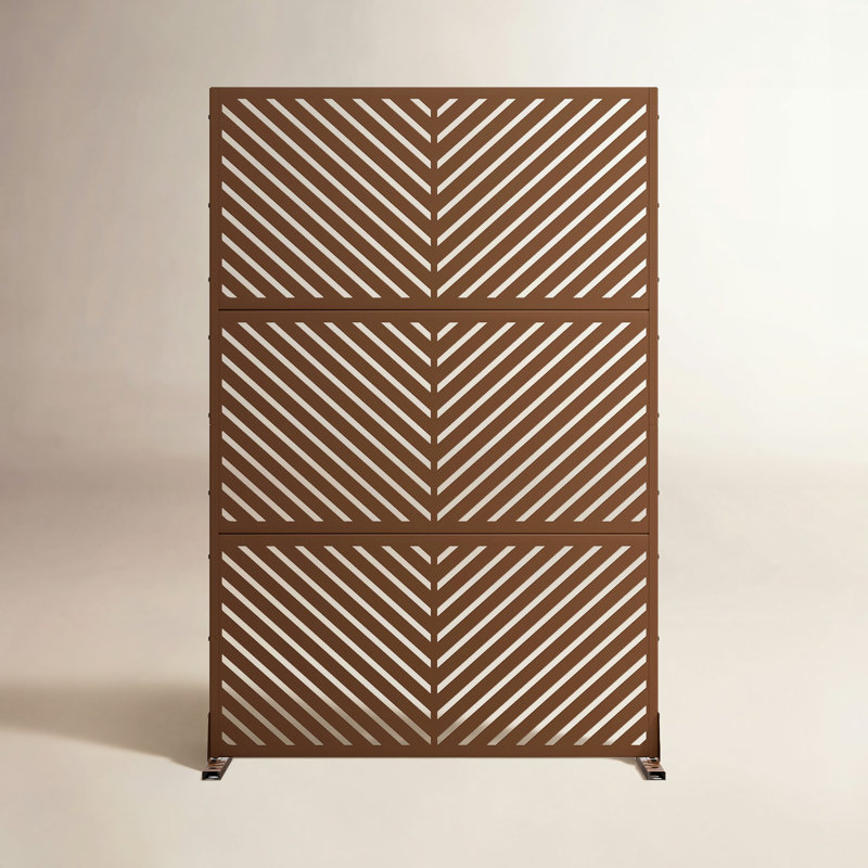 Harmon 4 ft. W Laser Cut Metal Privacy Screen, Brown