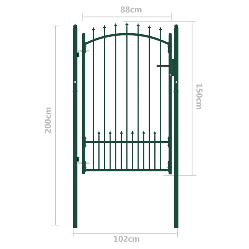 Netawaka Metal Gate, Green, 200cm H x 102cm W