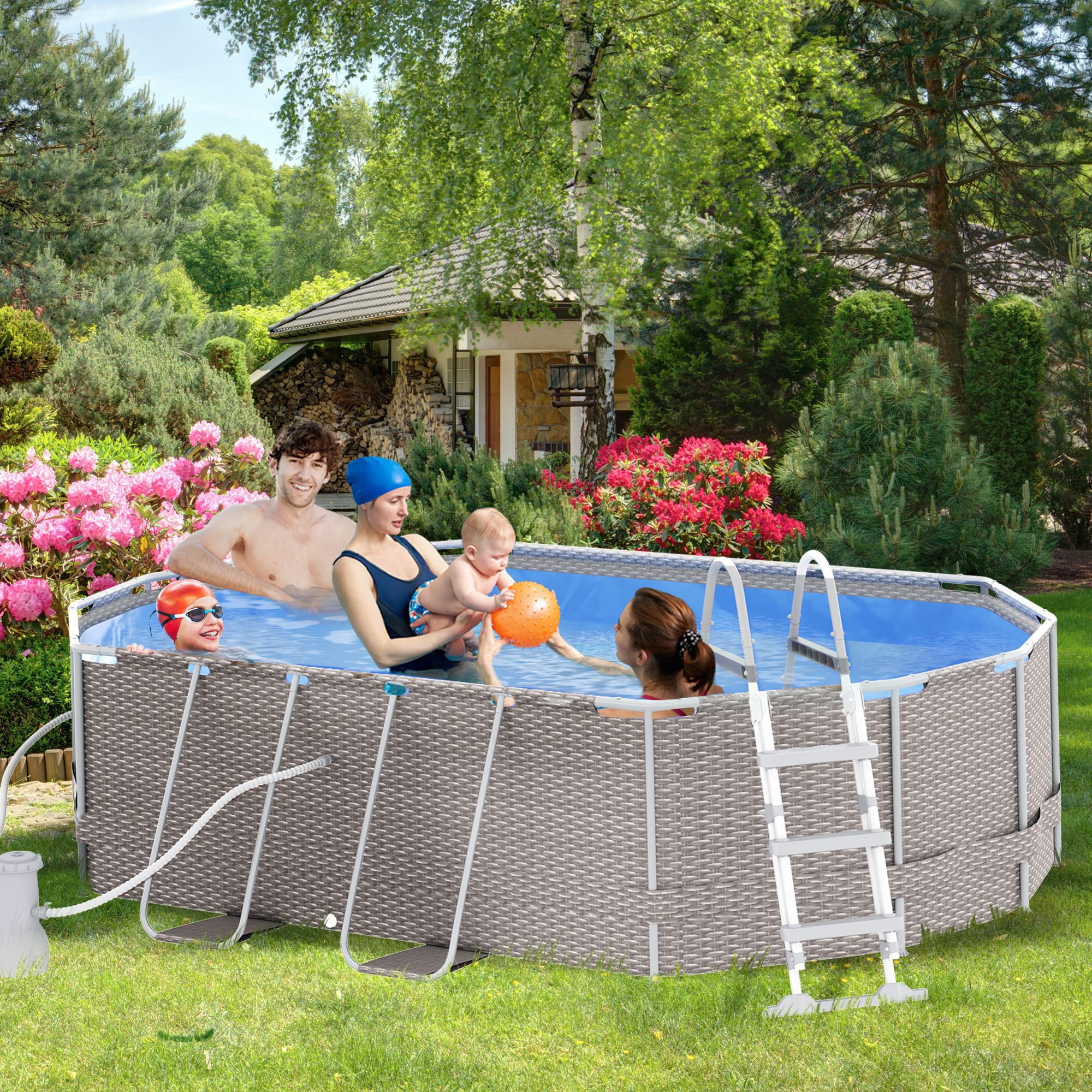 Inflatable best sale pool backyard