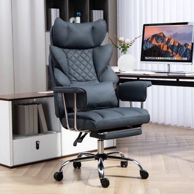 Faux Leather Executive Office Chair, Big And Tall Office Chair With Tilt and Swivel, Reclining Computer Desk Chair for Women, Men