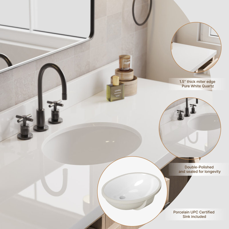Cambridge 61'' W Single Vanity, Oval, Oak