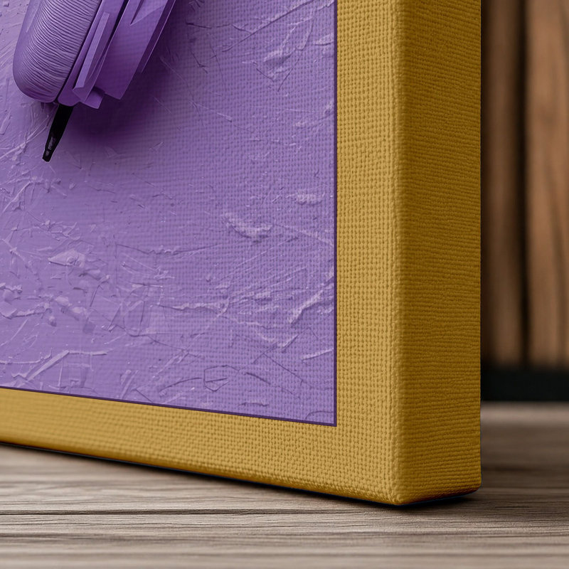Lavender Headphones Minimalist - Wrapped Canvas, 30x20 - 76.2 x 50.8 cm, Ochre Border