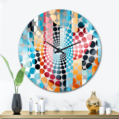 Blue And Pink Futuristic Striped Pattern - Striped Wall Clock