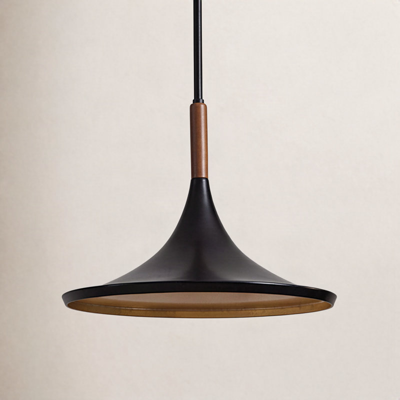 Luminaire suspendu Lodi - noir mat, noyer, Grand