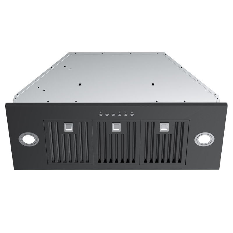 36 inch 900 CFM Convertible Insert Range Hood 4 Speed Quiet Black Stainless Steel Panel Push Button Control with LED Lights