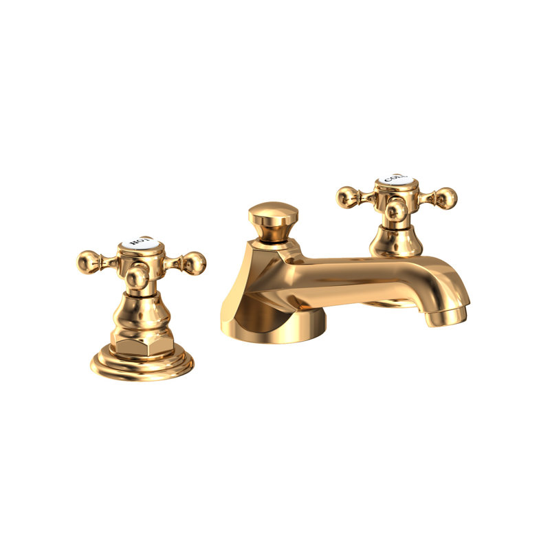 Astor Widespread Bathroom Faucet with Drain Assembly, Uncoated Polished Brass