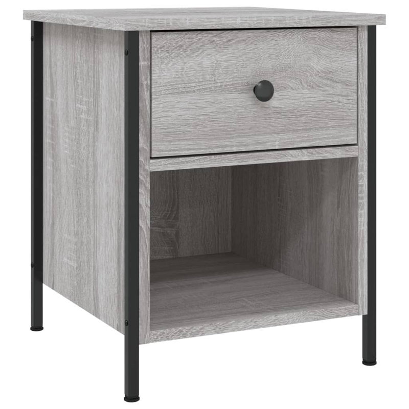 Litvak 40cm W Iron Bedside Table, Grey Sonoma, Individual