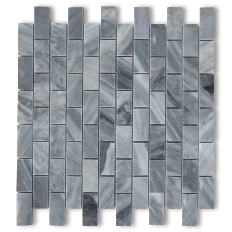 Carreau de mosaïque pour mur et plancher en brique de marbre 12 po x 12 po Bardiglio, Gris foncé