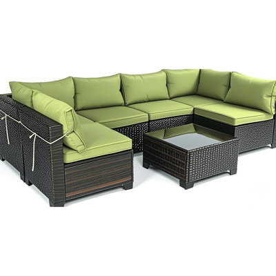 6 Sectional Patio Cushion Covers, 14Pack Zippered Covers With Long-Term Durability In Outdoor For 7 Pcs Sectional, And Non-Slip