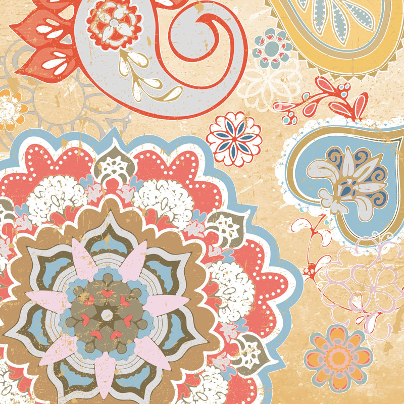 Paisley Faire V by Leslie Mark - Wrapped Canvas Painting, 122cm H x 122cm W