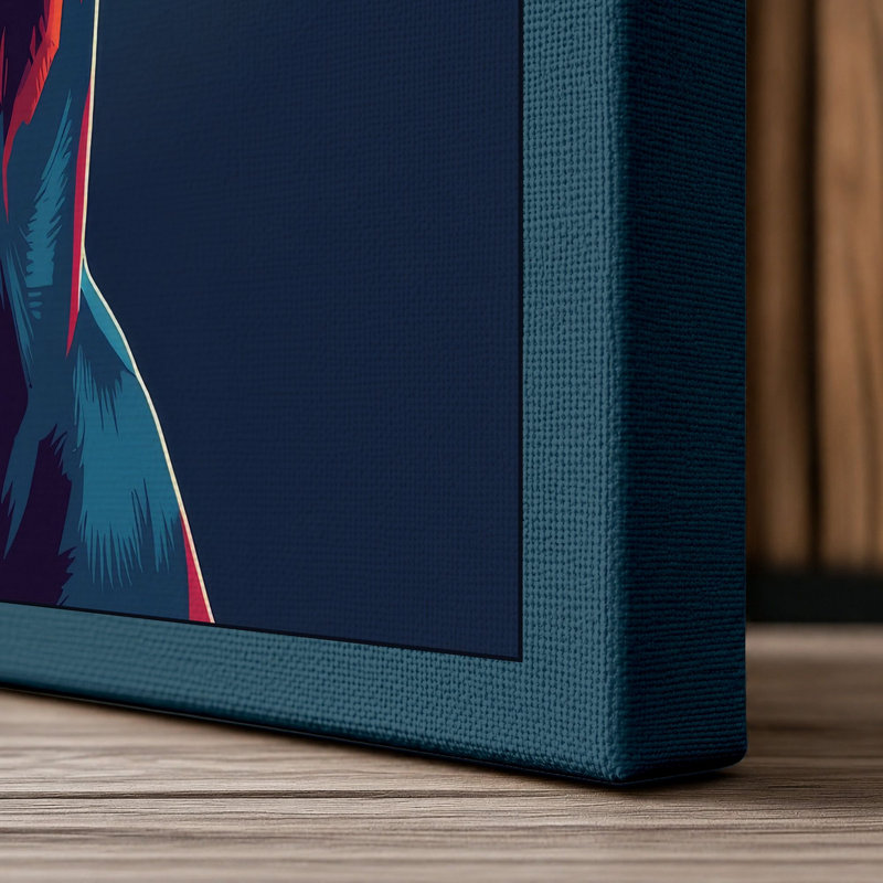 Neon Doberman Modern - Wrapped Canvas, 24x16 - 61.0 x 40.6 cm, Teal Border