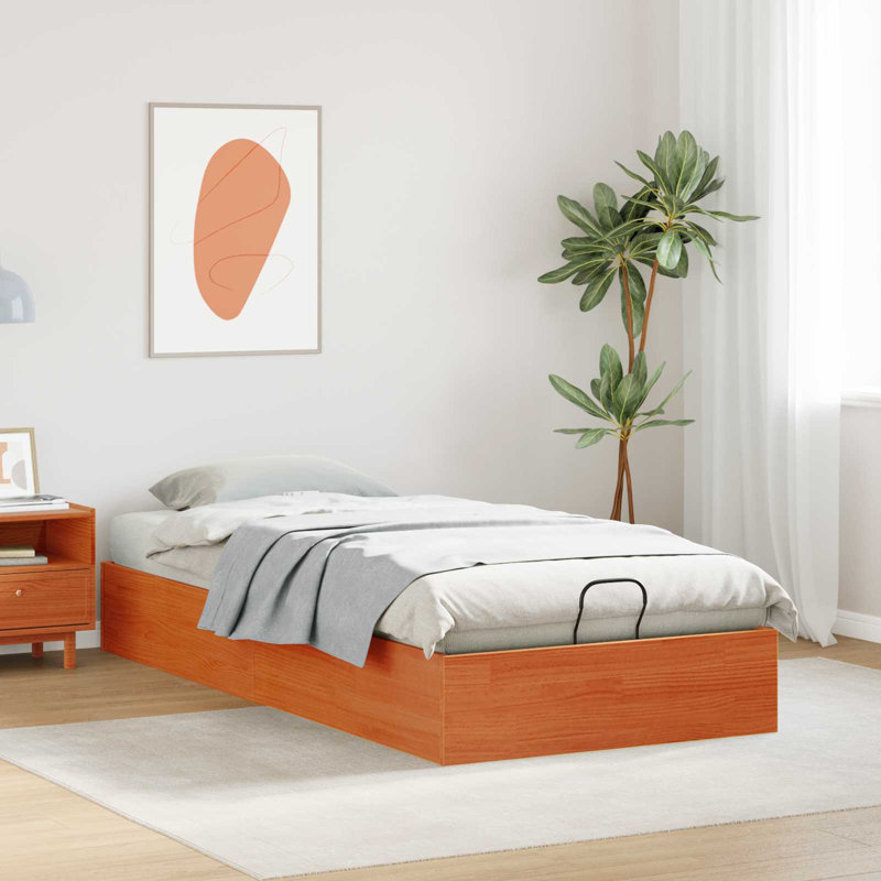 Solid Wood Bed Frame, 80 x 190cm, Brown