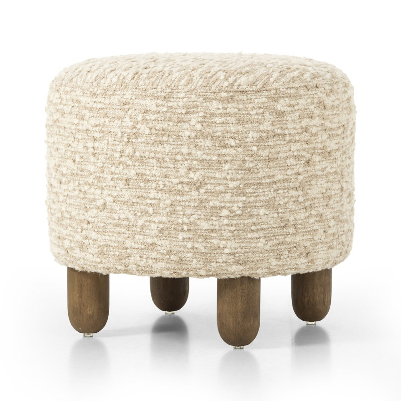 Repose-pieds rond 22,5 po Risco, Boucle texturée avoine, Chêne naturel