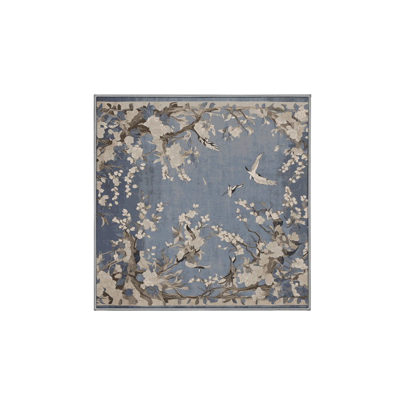 Machine Washable Gray Area Rug, Square 8'