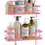 Serviteur de douche rose avec 4 crochets amovibles, paquet de 2 tablettes de douche Sweet Heart, tablette de rangement sans perçage pour salle de bain, cuisine, chambre à coucher