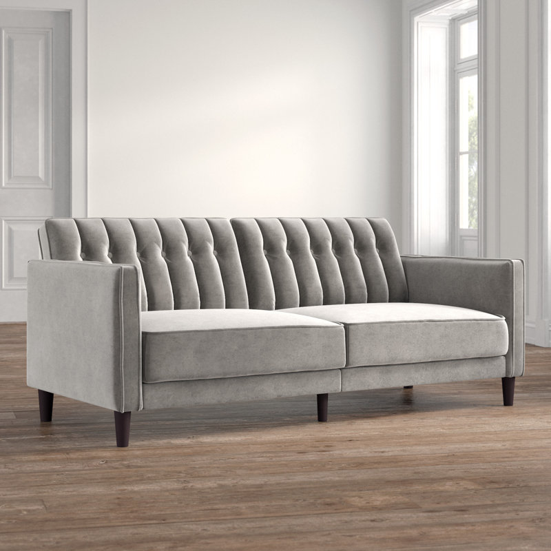Grattan 81.1'' Velvet Futon, Gray 