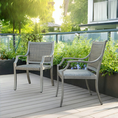 Patio Metal / Pe Wicker Dining Chairs Padded With Quick Dry Foam by Peak Home Furnishings