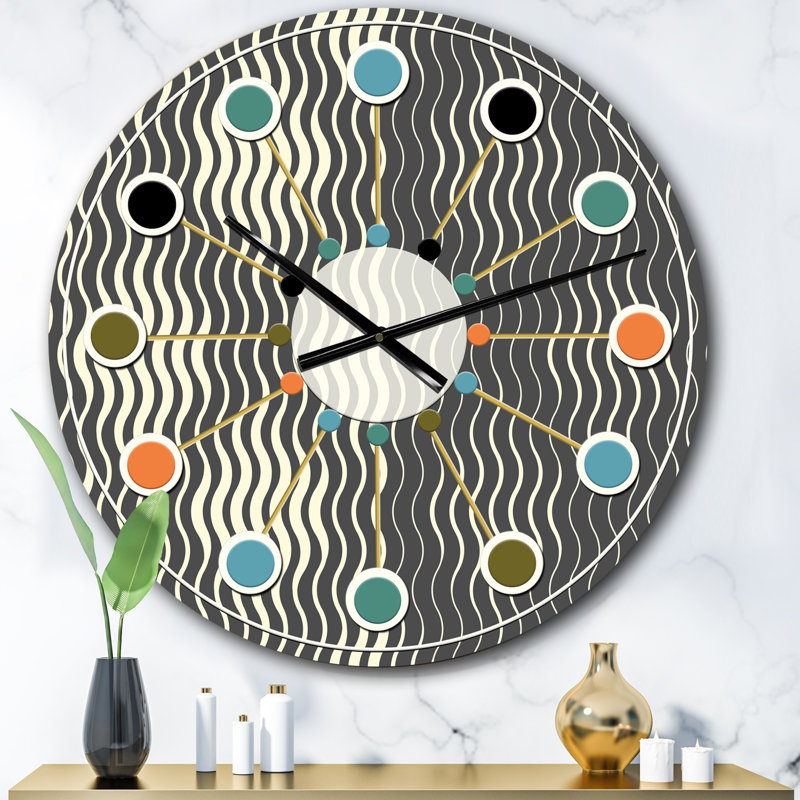 Horloge murale rétro Mid-Century, Surdimensionné